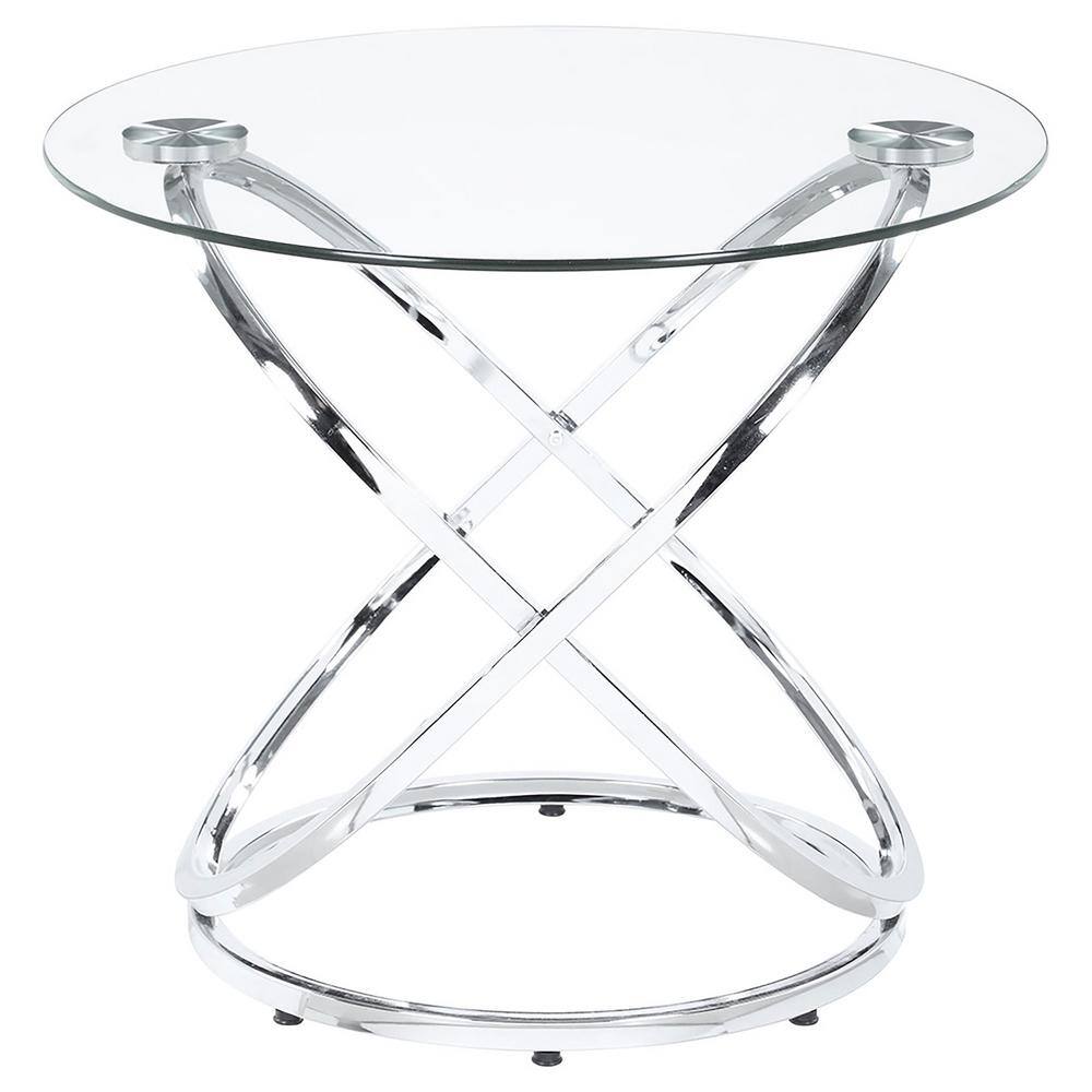 Ecliptic Chrome & Glass Oval Coffee Table Set