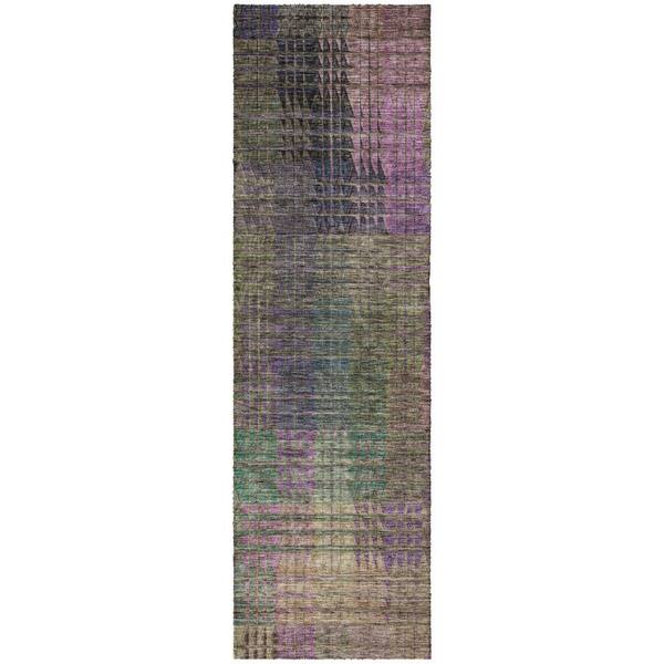 Dream Shag Premium Machine Washable Abstract ADS828 Plum 2 ft. x 7 ft. Runner Rug