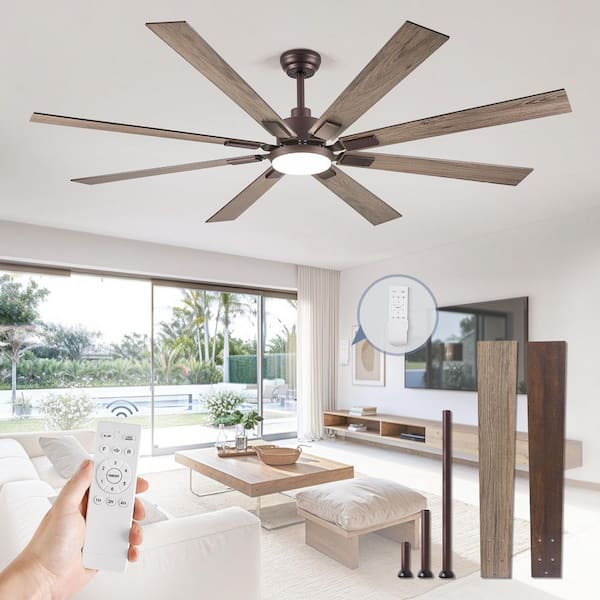 72 in. Indoor Bronze 3-Colors LED 6-Speeds Industrial Ceiling Fan w/ Dual-Finish Blades and Light Kit and Remote Control