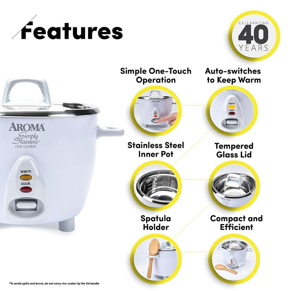 14-Cup White Stainless Steel Electric Rice Cooker with Steamer