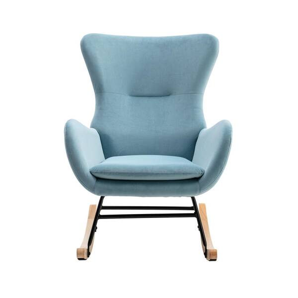ATHMILE Light Blue Velvet Rocking Chair