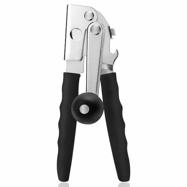 Steel Manual Can Opener Heavy Duty Hand Crank Extra-Long Handles Large Knob Magnetic Lid Lifter for Big Cans
