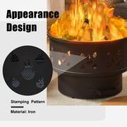 Hanes Gray 4-Piece Wicker Patio Fire Pit Swivel Seating Set with Cushion Guard Black Cushions