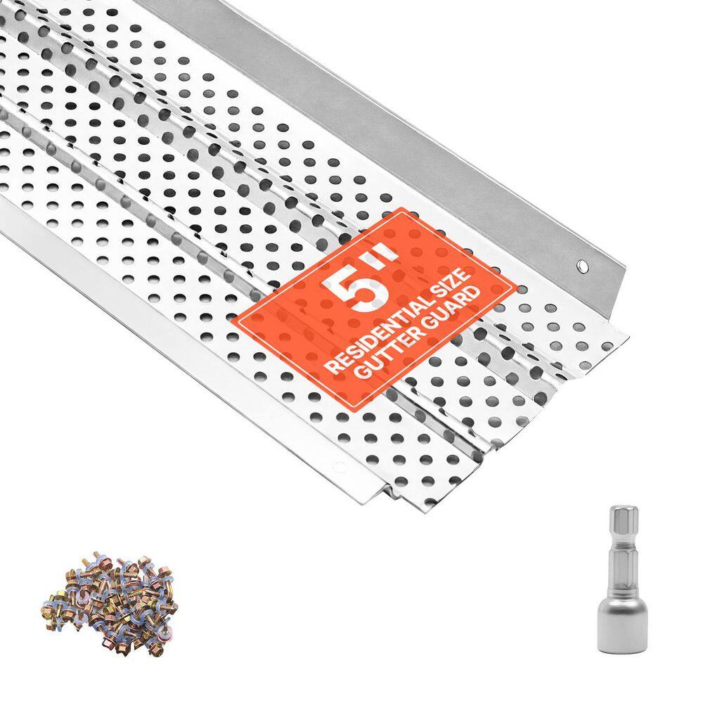 Gutter Guard, 5 in. Aluminum Gutter Cover, 32 ft. Length Protection Cover for Leaf & Debris, Easy DIY Install, 8 Pieces price history on PriceWatchPro
