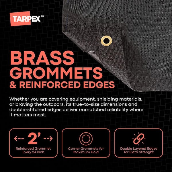 Tarpex Heavy Duty Black Mesh Tarp 12' x 26' Polyethylene, Airflow