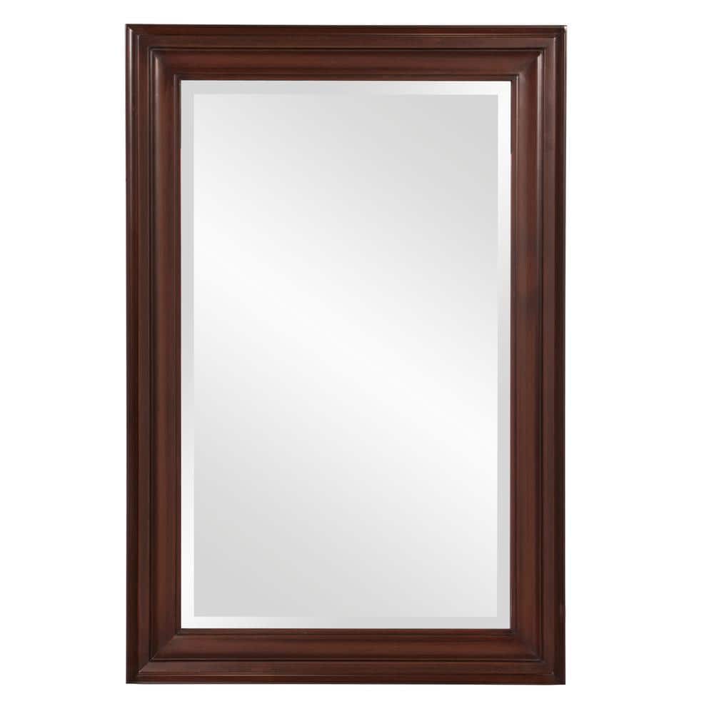 Medium Rectangle Chocolate Brown Beveled Glass Casual Mirror (36 in. H x 24