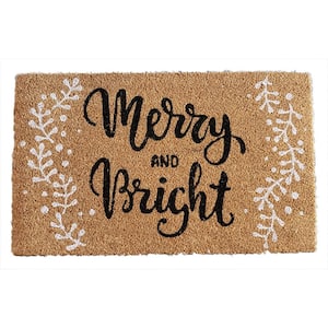 Merry and Bright 17.7 in. x 29.5 in. Coir Door Mat with PVC Vinyl Backing