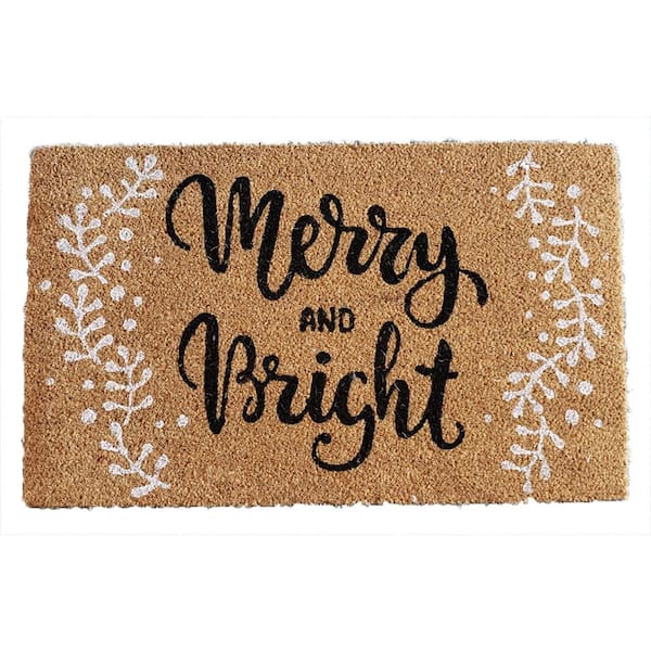 Kauri Design Merry and Bright 17.7 in. x 29.5 in. Coir Door Mat with PVC Vinyl Backing