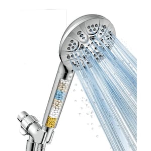 Superior 6-Spray Wall Mount Handheld Shower Head 1.8 GPM in Chrome with Water Softener Filters