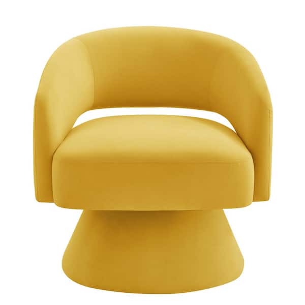 Yellow Velvet Modern Swivel Barrel Chair Upholstered Accent Armchair Swivel Chair Lounge Chair with Open Backrest FY W2186P178772 The Home Depot