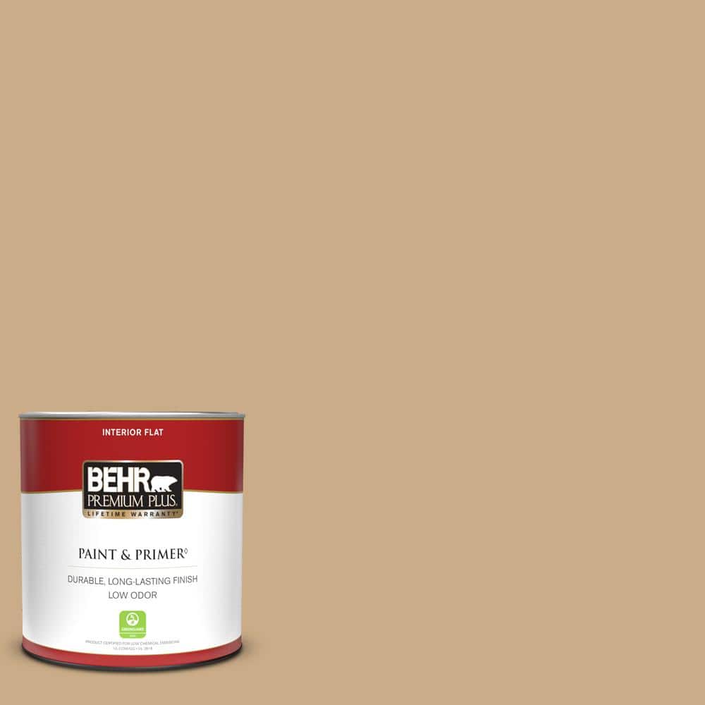 BEHR PREMIUM PLUS 1 qt. N2804 Perfect Tan Flat Low Odor Interior