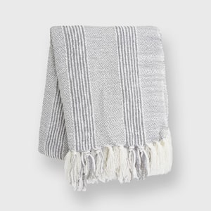 Stripe Textured Gray 60 in. x 50 in. Throw