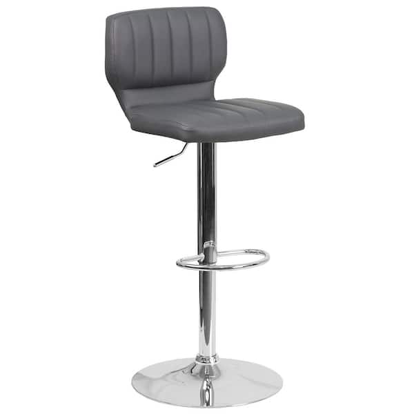 Flash Furniture Adjustable Height Gray Cushioned Bar Stool