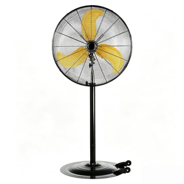 30 in. 8300 CFM Heavy-Duty High Velocity Pedestal Oscillating Fan in Yellow with Powerful 1/3 HP Motor, UL Listed