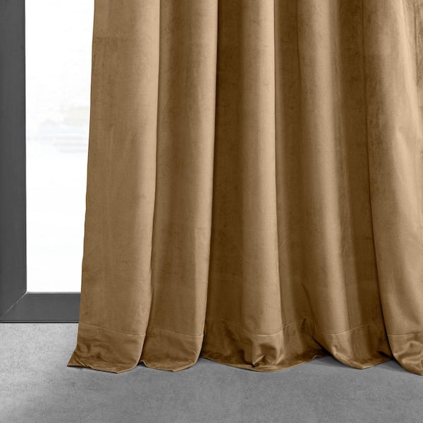 Buy Venezia Plain Velour/Velvet Lined 3 Curtains (Pair) - Gold
