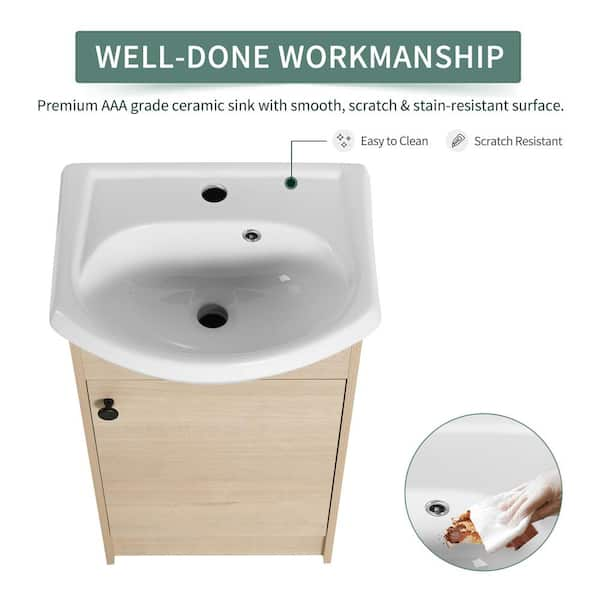 LUMISOL 21.6 Small Bathroom Vanity with Sink, Modern Bathroom Vanity Set  with Left Storage Cabinet, Solid Wood Bathroom Cabinet with Ceramic Vessel  Sink, No Back Panel - Yahoo Shopping