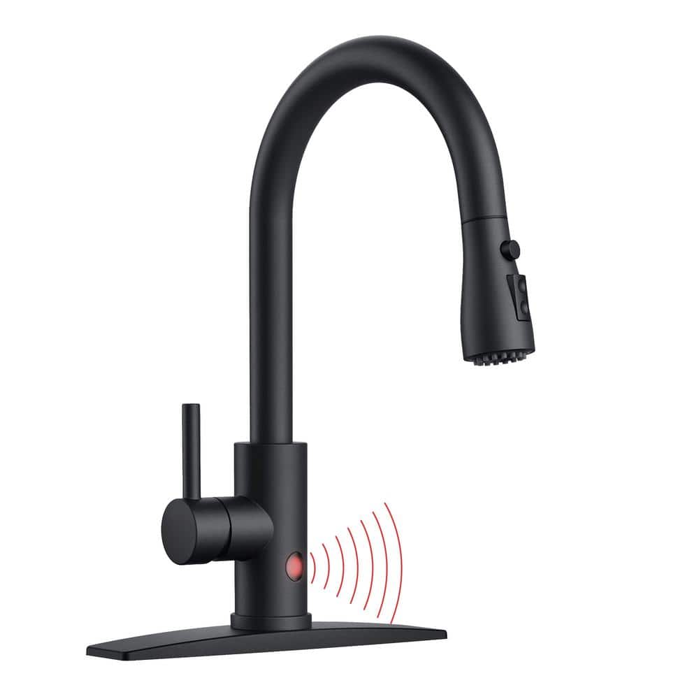 Touchless Single Handle Pull Down Sprayer Kitchen Faucet with 360 Spout Swi
