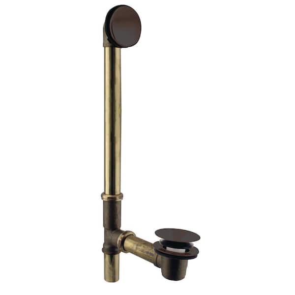 Westbrass Illusionary 17-Gauge Brass 22-1/2 in. Bath Waste and Overflow with Full Cover Tip-Toe Drain in Oil Rubbed Bronze