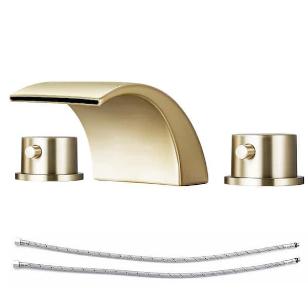 2 Handles 8 in. Widespread Bathroom Faucet 3-Hole Sink Faucet in Brushed Gold