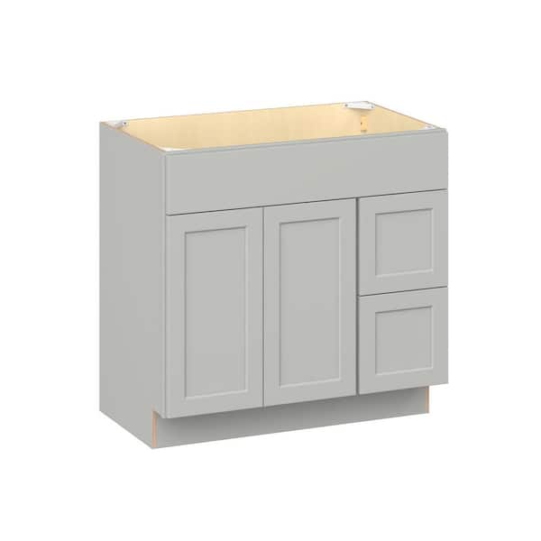 Emerson Whisper Gray Vanity Sink Base with 2-drawer Ready to Assemble Kitchen Cabinet (36 in. W x 34.5 in. H x 21 in. D)