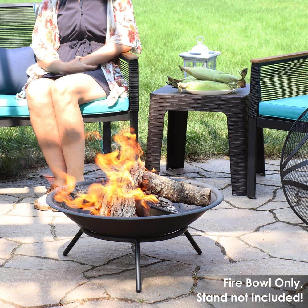 23-Inch Black Steel Fire Pit Replacement Bowl