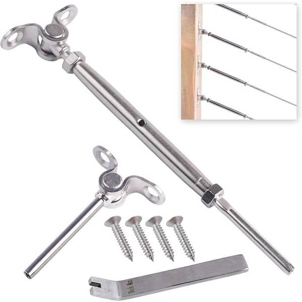7.2 in. x 0.13 in. T316 Stainless Steel Adjustable Angle Cable Railing Kit for Wood Post Marine Grade 30 Pack Silver