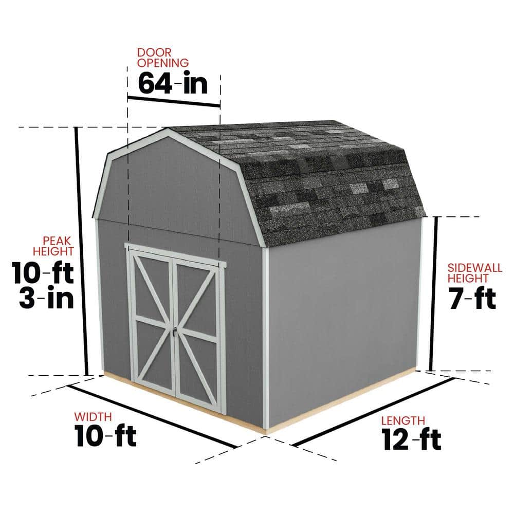Braymore 10' x 12' Blue Wood Storage Shed with Shelving