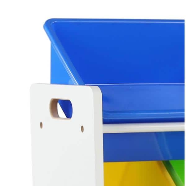White and Primary Kids' Toy Storage Organizer with 12 Plastic Bins