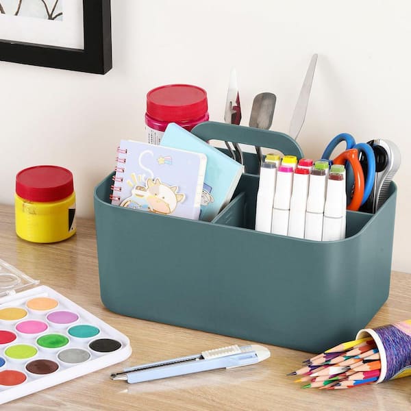 【完売品、数量限定生産】Unite Pattent Caddy Stackable Plastic Caddy Organizer with Handle Cyan Multiuse Tote