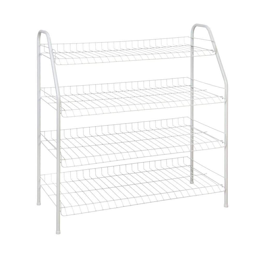 UPC 075381081313 product image for 28 H 12-Pair 4-Tier White Steel Shoe Rack | upcitemdb.com