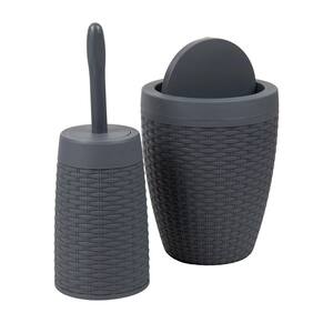 Gray Stoneware Toilet Bowl Brush and Holder - Sleek Round Shape for Stylish  and Practical Bathroom Cleaning