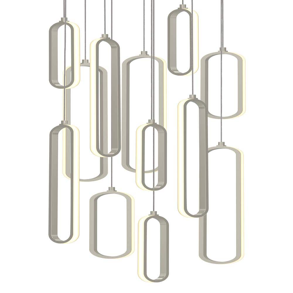 Sienna 174-Watt 12-Light Painted Nickel Cluster Integrated LED Pendant Light price history on PriceWatchPro