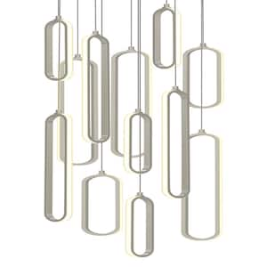 Sienna 174-Watt 12-Light Painted Nickel Cluster Integrated LED Pendant Light