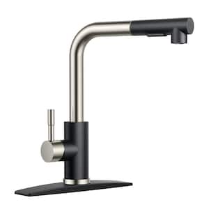 Single Handle Pull Down Sprayer Kitchen Faucet with Pull Out Spray Wand in Black Brushed Nickel