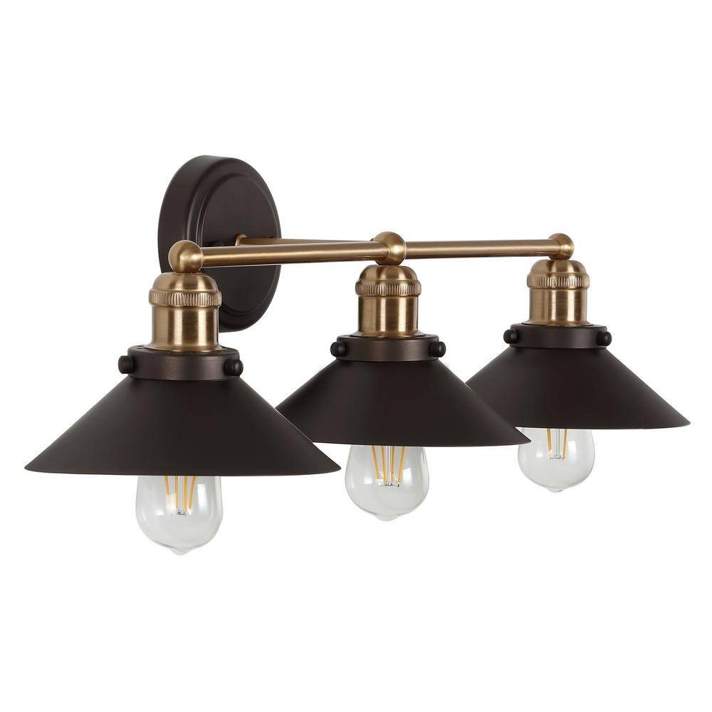 Elegant Oil Rubbed Bronze & Brass 3-Light Vanity Wall Fixture