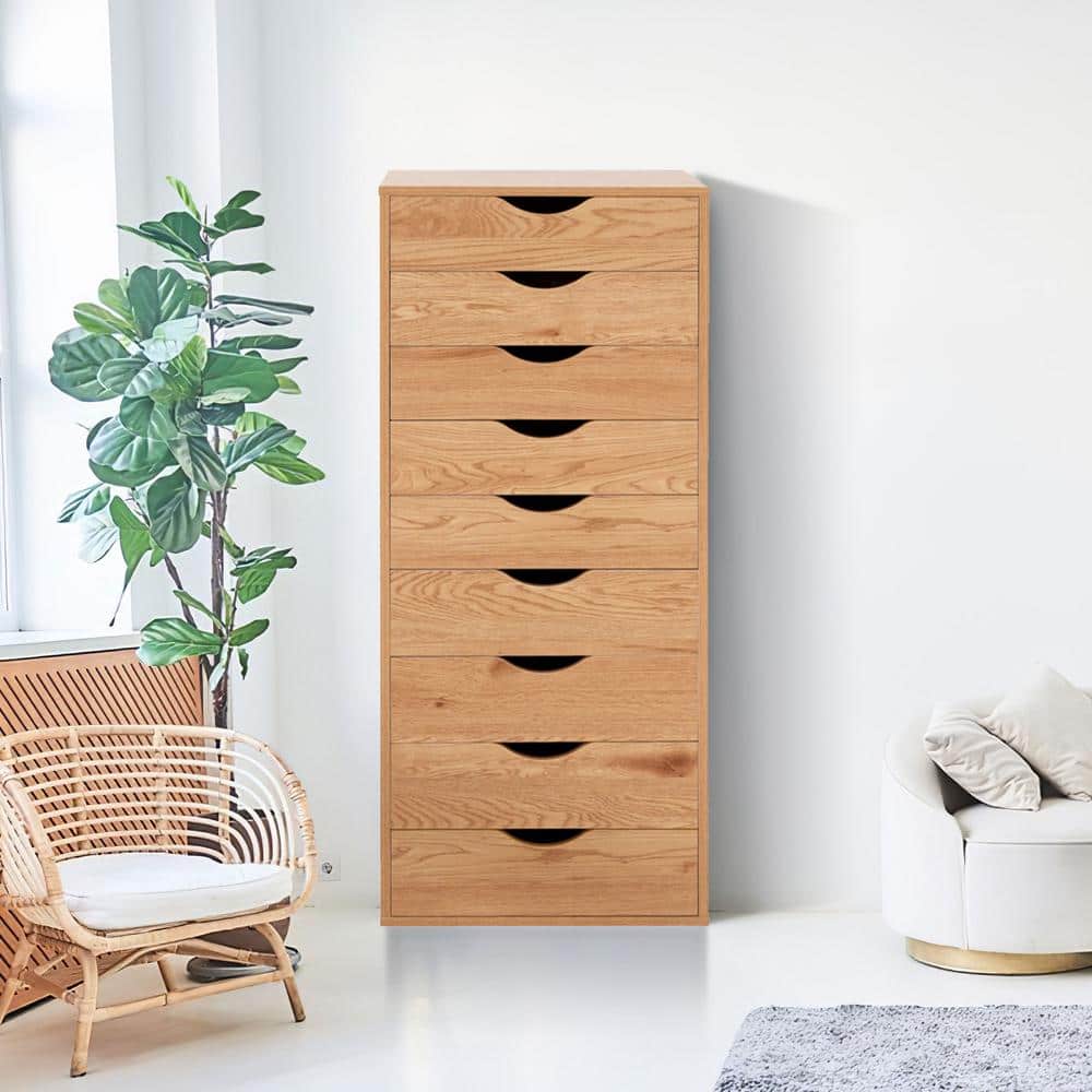 9-Drawer Natural Wood 18.9 in. W Vertical File Cabinet, Multi-Purpose Dresser and Organizer for Home Office Storage price history on PriceWatchPro