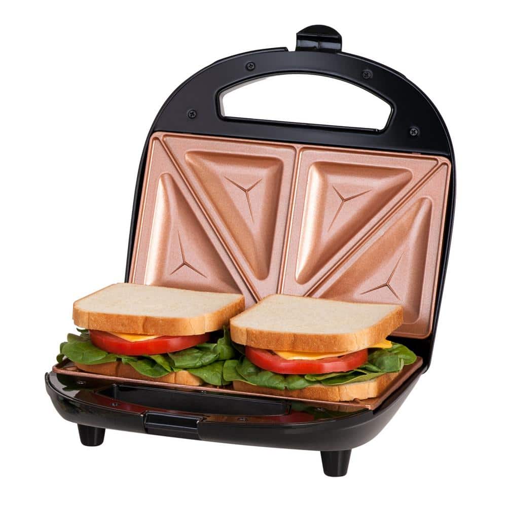 Ovente Sandwich Maker 750 Watts 3 Interchangeable Nonstick Plates