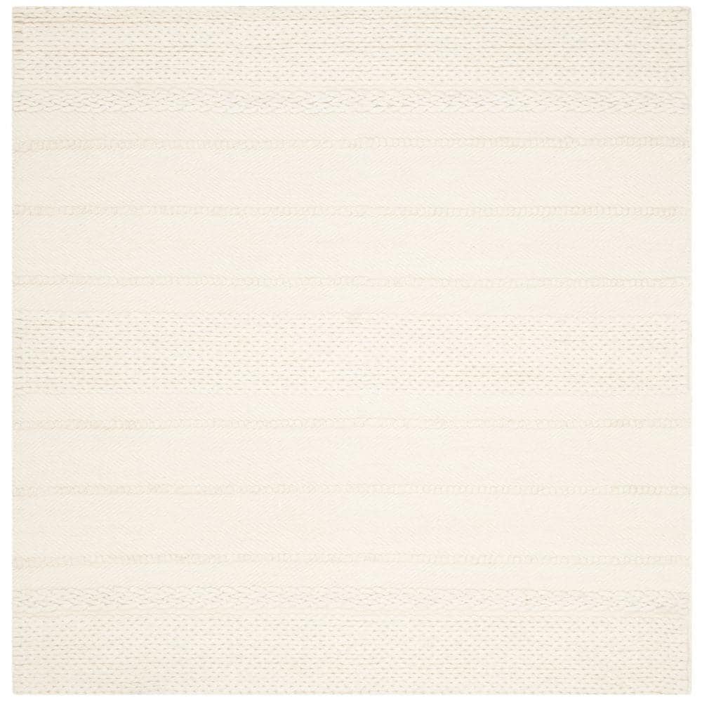 Ivory Square Hand-Tufted Wool Area Rug with Non-Slip Feature