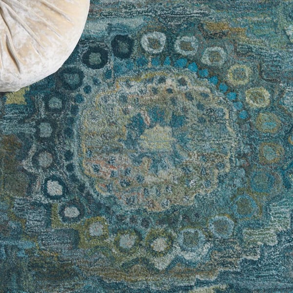 SAFAVIEH Anatolia 3 ft. x 5 ft. Aqua/Green Abstract Traditional