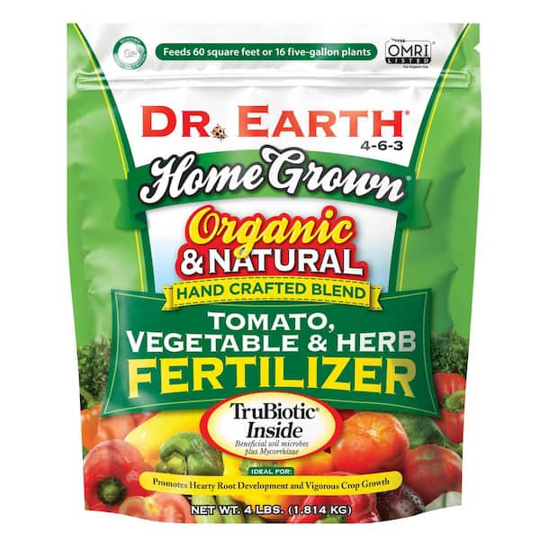 DR. EARTH Home Grown 4 lbs. 60 sq. ft. Organic Tomato, Vegetable and Herb Dry Fertilizer 4-6-3