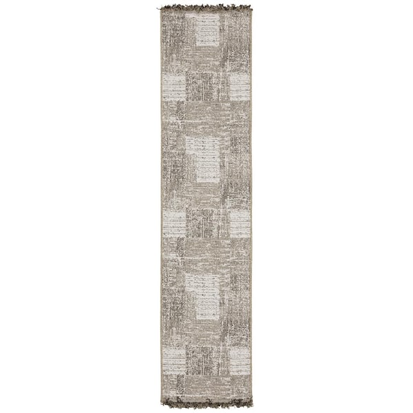 AVERLEY HOME Gables Beige 2 ft. x 8 ft. Textured Geometric Polypropylene Indoor/Outdoor Runner Area Rug