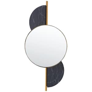 Laurelle 16.5 in. W x 36 in. H Iron Round Modern Gold/Black Wall Mirror