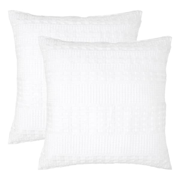 Waffle Weave White Cotton Euro Sham Set of 2