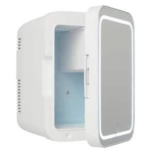 8.75 in. 0.15 cu. ft. Portable Beauty Makeup Skincare LED Mirror Mini Refrigerator in White