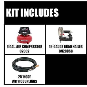 6 Gal. 150 PSI Portable Electric Air Compressor and 18-Gauge Brad Nailer Combo Kit