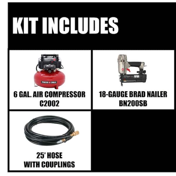 6 Gal. 150 PSI Portable Electric Air Compressor and 18-Gauge Brad Nailer Combo Kit