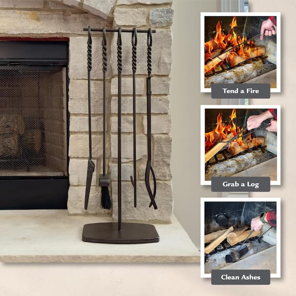 Pleasant Hearth Waverly 5-Piece Fireplace Tool Set FA078TL