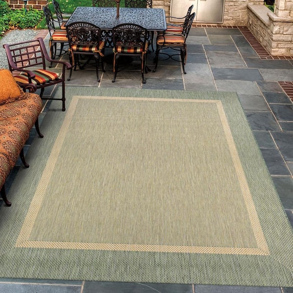 Recife Stria Texture Natural-Green 2 ft. x 4 ft. Indoor/Outdoor Area Rug