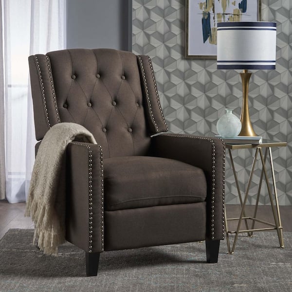 Coffee Fabric Standard Recliner with Adjustable Backrest