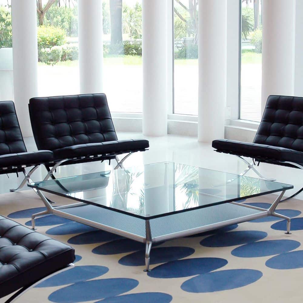 54-Inch Clear Tempered Glass Square Table Top with Flat Edge